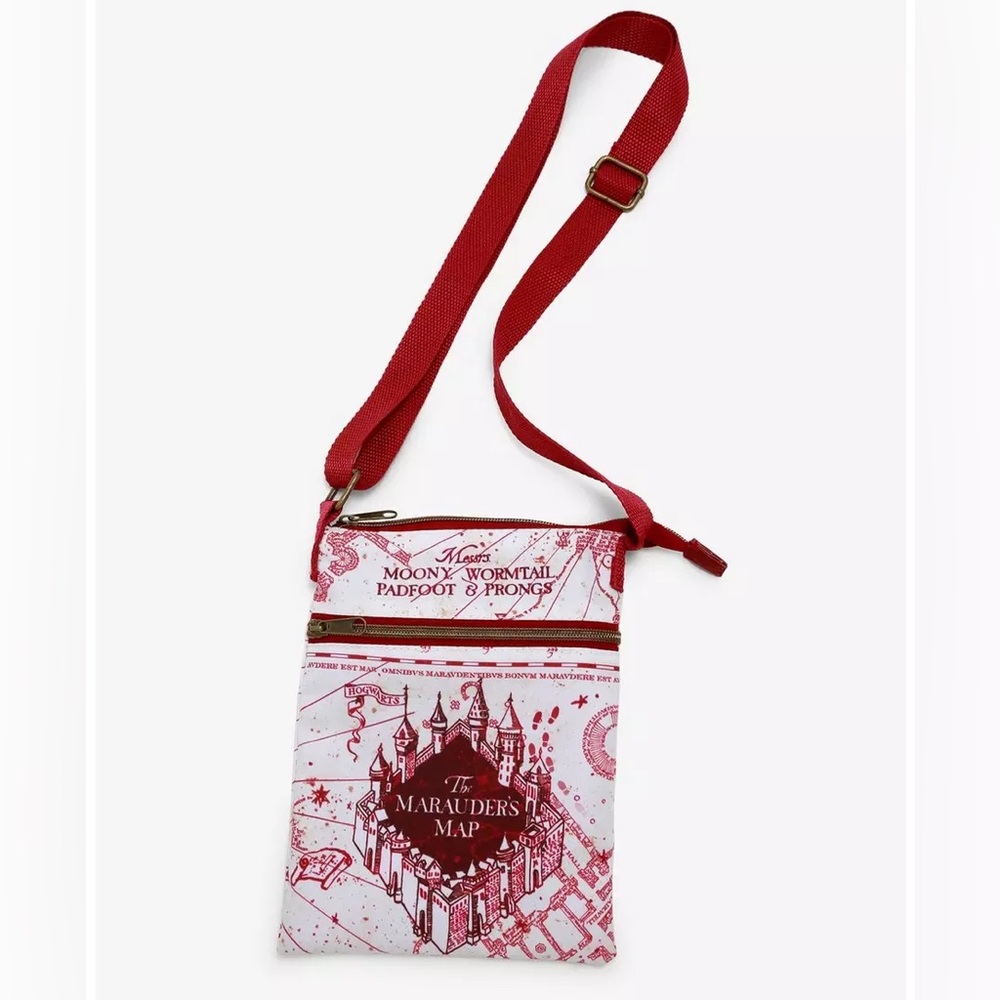 LOUNGEFLY HARRY POTTER Marauder’s Map Burgundy Passport CROSSBODY BAG!